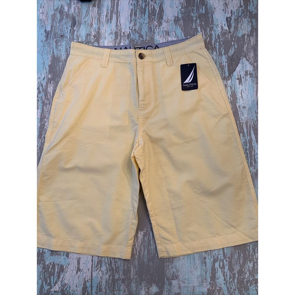 Size 18 Nautica Boys Yellow Ducky Chino Shorts New NWT 100% Cotton 11" Inseam